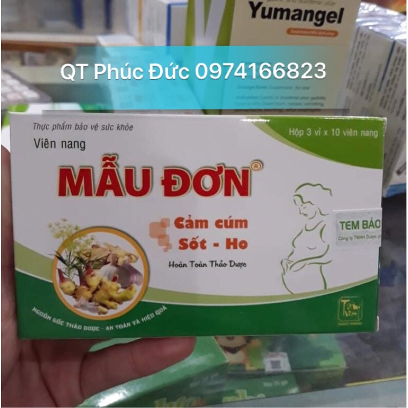 ✅✅ Cảm cúm MẪU ĐƠN hộp 30v - Chiết xuất hoàn toàn thảo dược-Dùng được cho phụ nữ có thai, giảm ho, giảm cảm cúm, sốt