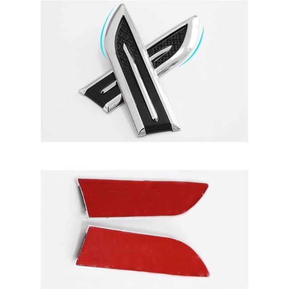 Bộ 2 miếng mang cá ô tô giả hốc gió dán trang trí sườn ô tô xe hơi kiểu dáng thể thao.