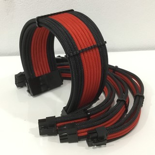DÂY NGUỒN BỌC LƯỚI NỐI DÀI MÀU ĐEN ĐỎ CAO CẤP BLACKRED03