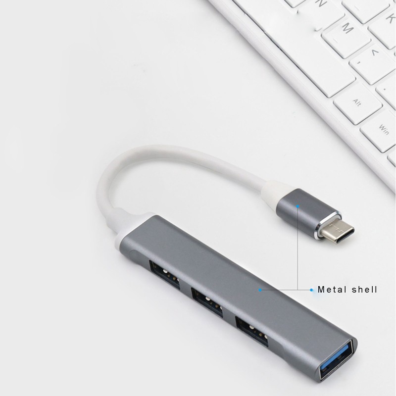 Bộ Chia Type C Sang 3 Cổng Usb 2.0 + Usb 3.0 Cho Laptop Điện Thoại Máy Tính Bảng