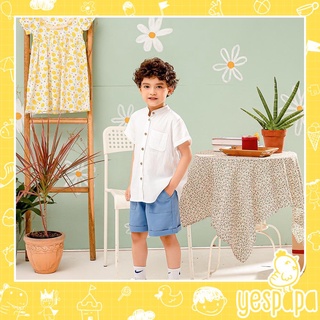 Áo sơ mi cổ Tàu chất linen đũi mềm mịn mát hè thu bé trai trắng Yespapa