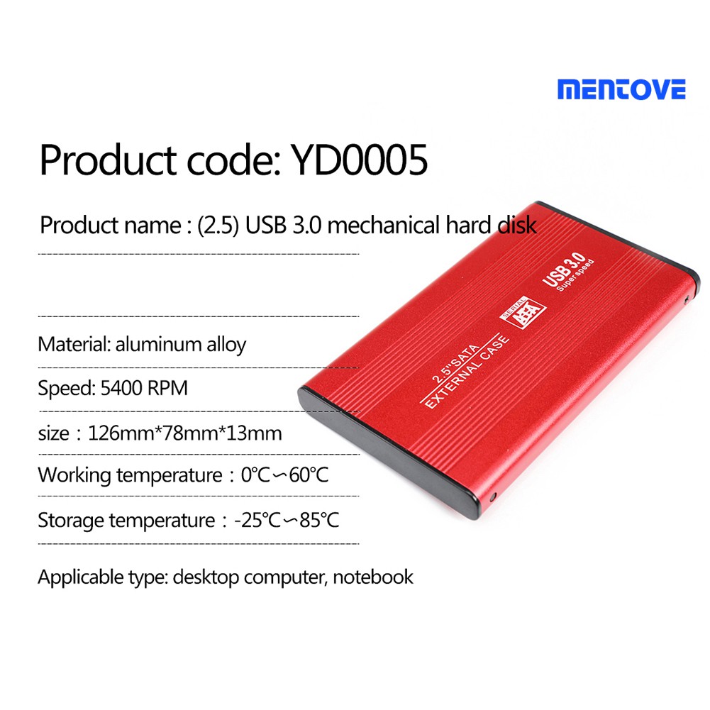 Ổ Cứng Ngoài Ymentove 500gb / 1t / 2t 2.5inch Sata Sang Usb 3.0