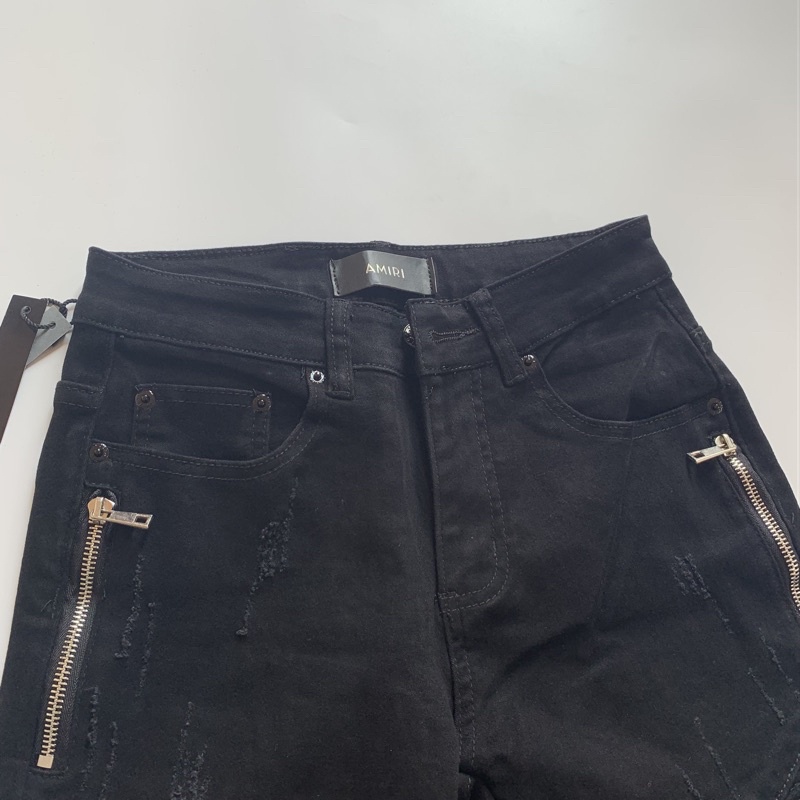 Quần Bò Amiri Đen Vải Nhăn Phối Khoá Dọc Đùi Cực Sang | BigBuy360 - bigbuy360.vn