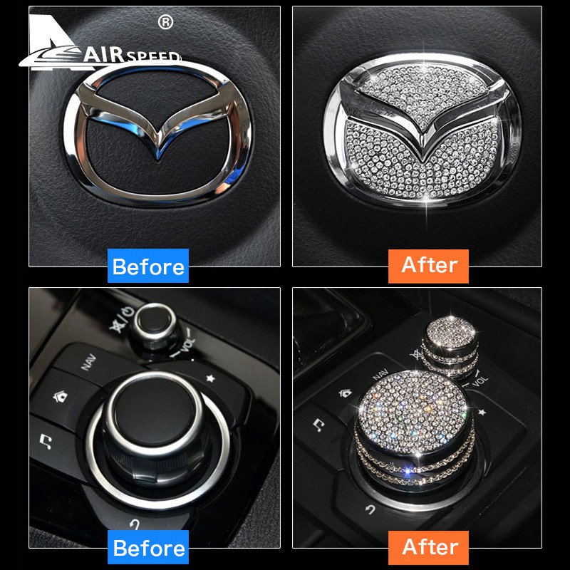 Núm bọc đính kim cương nhân tạo trang trí xe hơi Mazda Cx-4 Mazda 6 Mazda 3 Axelaa Atenza 17-18