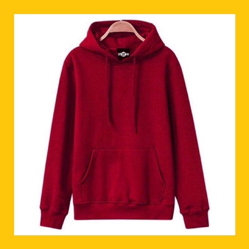 Áo Hoodie♥️FREESHIP♥️ Trơn Unisex Màu Đỏ Đậm