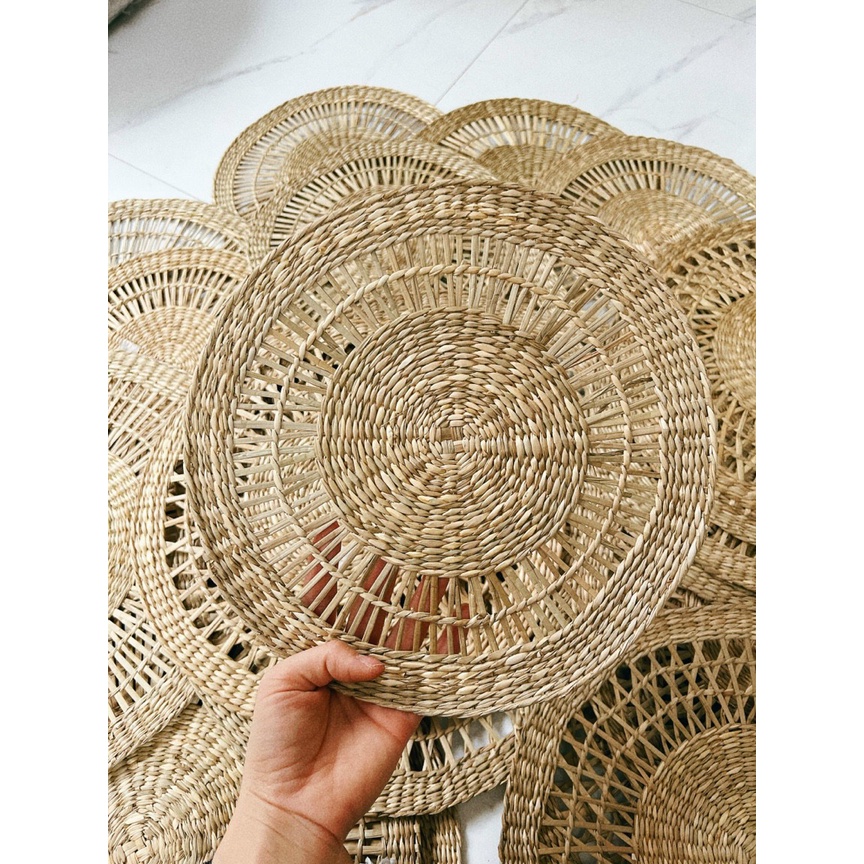 Thảm Cói mix mẫu Vintage Hoạ Tiết dùng để decor tường, bàn ăn, trang trí quán cafe, nhà hàng.