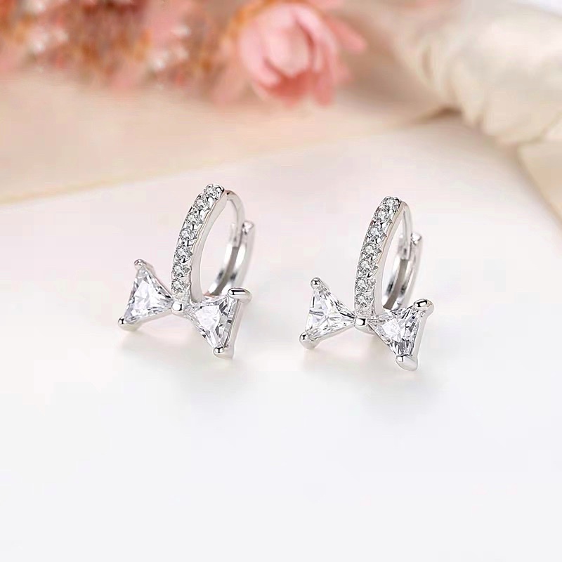 Khuyên tai bạc 925 hình nơ tiểu thư duyên dáng thanh lịch Dế Bạc - K5257