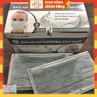 👍VIDEO THẬT👍 Khẩu Trang Y Tế Giấy Lọc Kháng Khuẩn 4 Lớp Bảo An - Màu Xám/Đen/Xanh/Trắng Hàng Việt Nam Chất Lượng