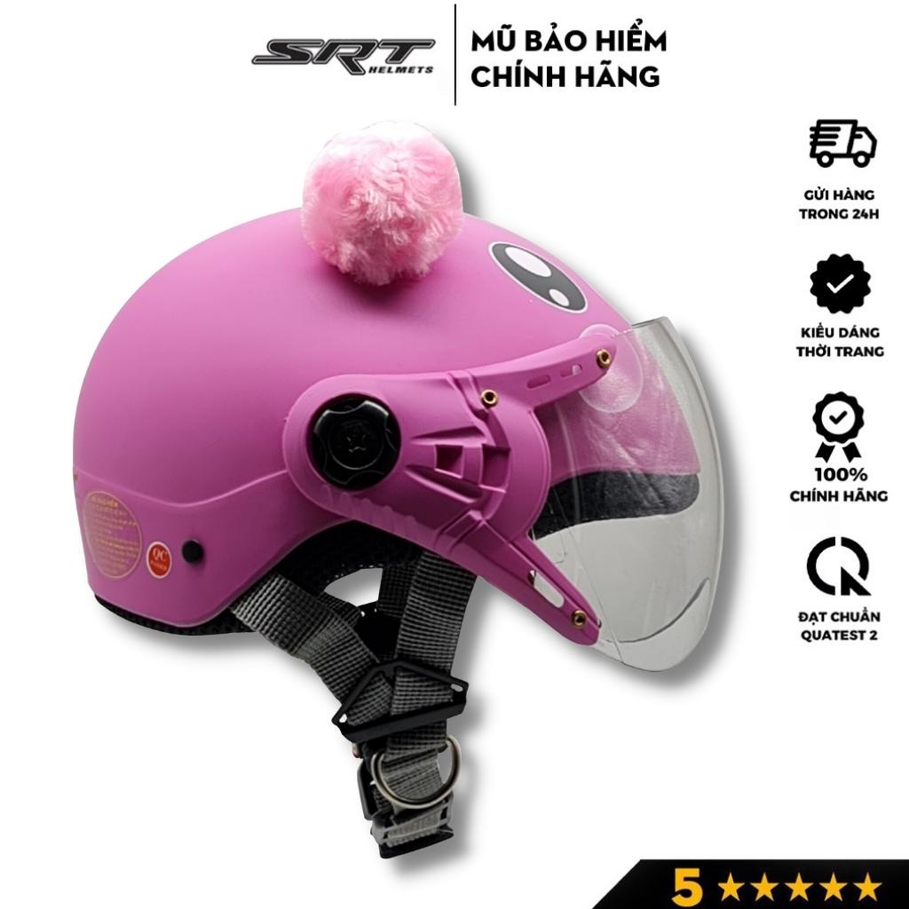 Mũ bảo hiểm cho bé SRT ASA01, nón trẻ em có kính từ 3-7 tuổi, họa tiết đáng yêu, có tai ngộ nghĩnh