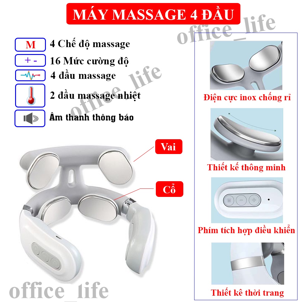 Máy massage cổ vai gáy 4 đầu công nghệ Nhật Bản