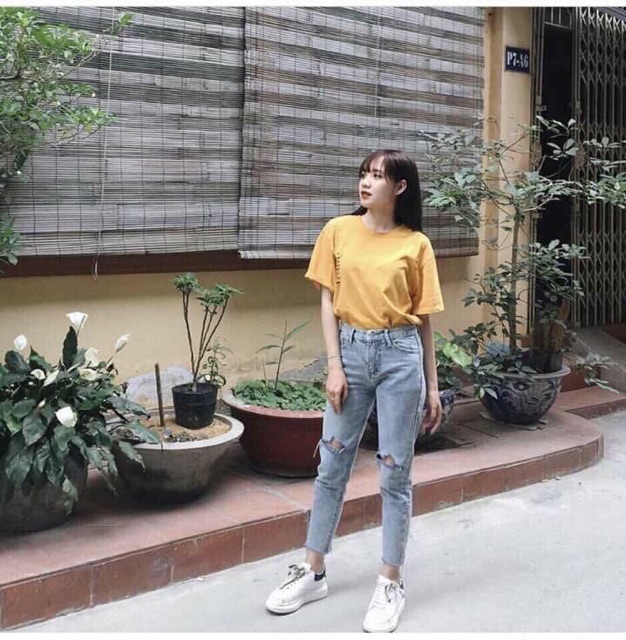 Quần baggy jeans rách gối