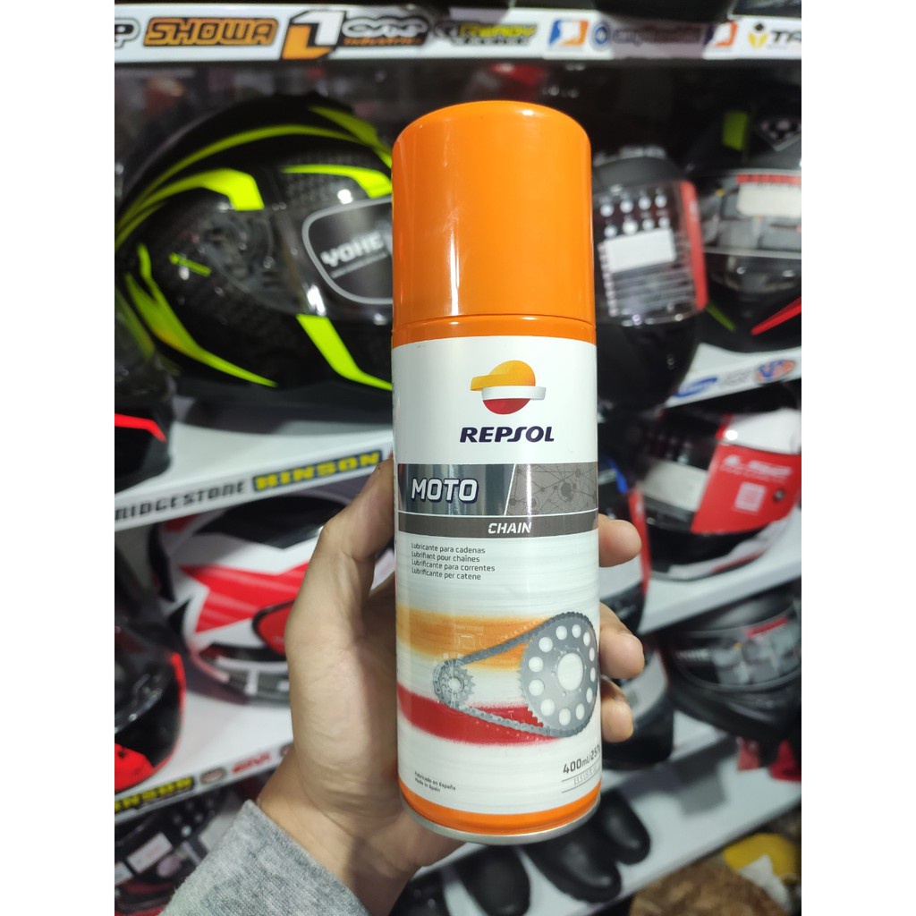 Dung dịch dưỡng xích, dưỡng sên, bôi trơn xích sên xe máy Repsol Chain Lube 400ml