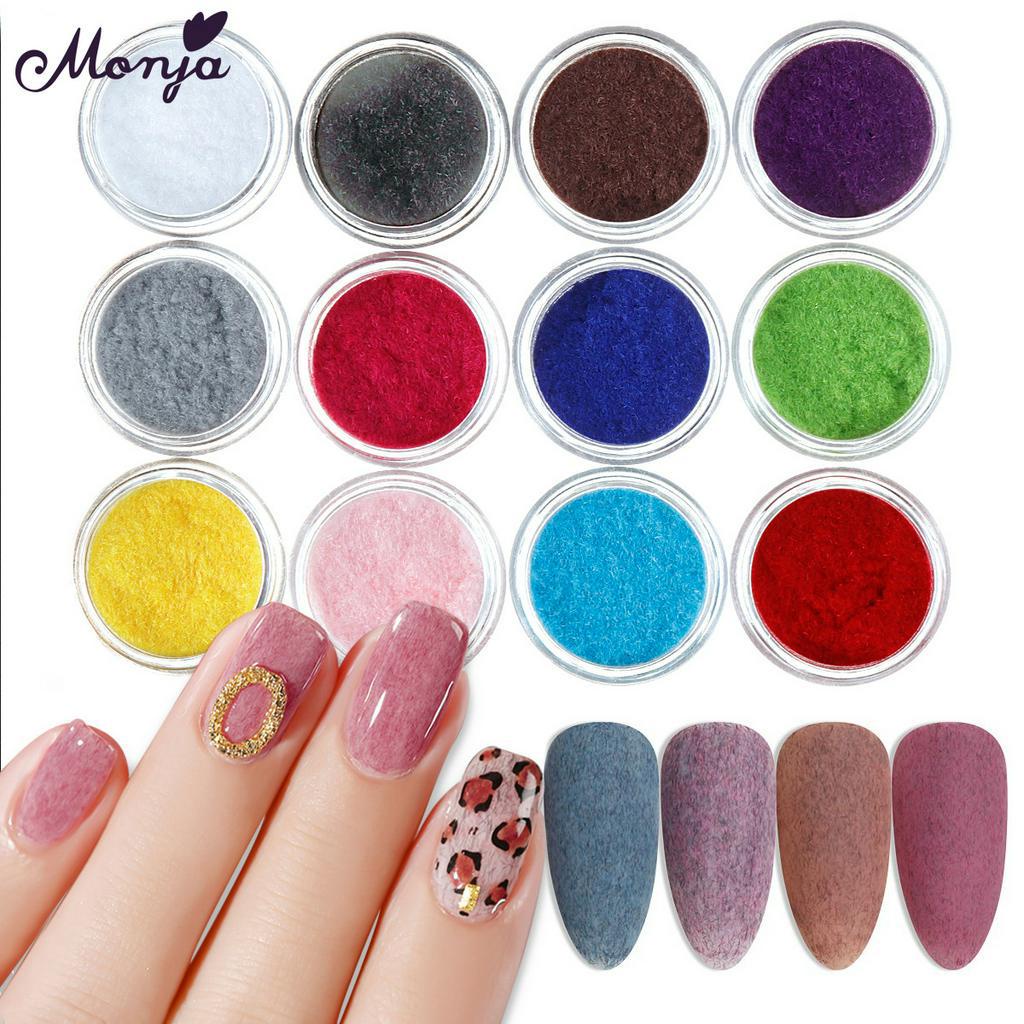 MONJA [Hàng mới về] Set 12 hũ lông nhung đính móng trang trí thời trang nghệ thuật