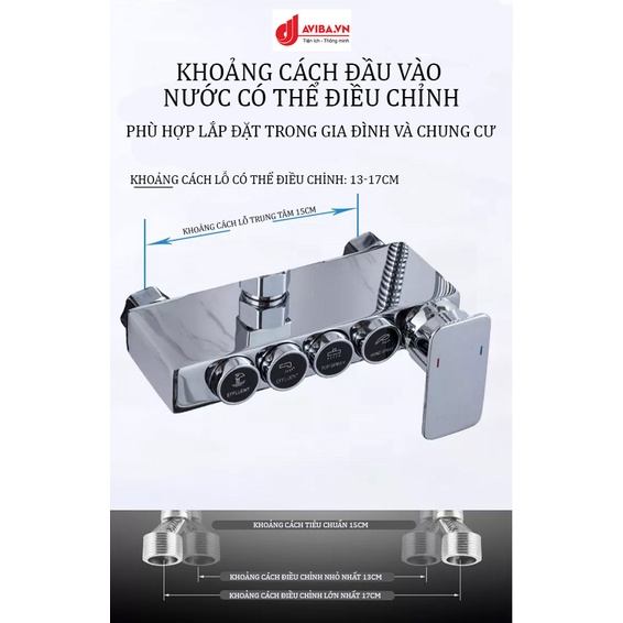 Bộ Sen Tắm Nóng Lạnh  Aviba - 3009 Tăng Áp Lực - Có Điều Chỉnh Độ Cao Và Chế Độ Nước Kèm Sịt Vệ Sinh Cao Cấp Cho Nhà Tắm