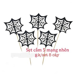 Que cắm mạng nhện (5 que) trang trí bánh sinh nhật, bánh rau câu