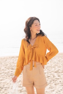 ÁO KIỂU XÔ VÀNG NƠ NGỰC KT