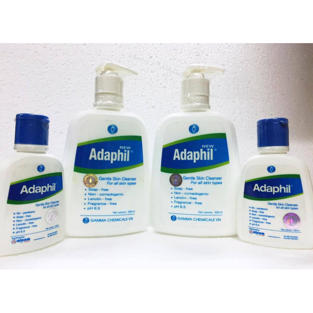 Adaphil Gentle Skin Cleanser - Sữa Rửa Mặt và Toàn Thân Cho Da Dầu Mụn 125ml, 500ml [Chính hãng]