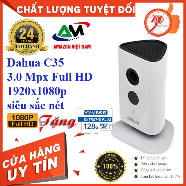 [Tặng thẻ nhớ 128GB] Camera Dahua Wifi C35 đàm thoại 2 chiều 3.0 Megapixel Full HD 1920x1080p