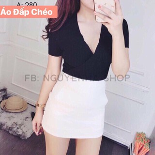 Áo thun lụa [Mua 2 giảm 10%] đắp chéo tay ngắn- cherrystore1996