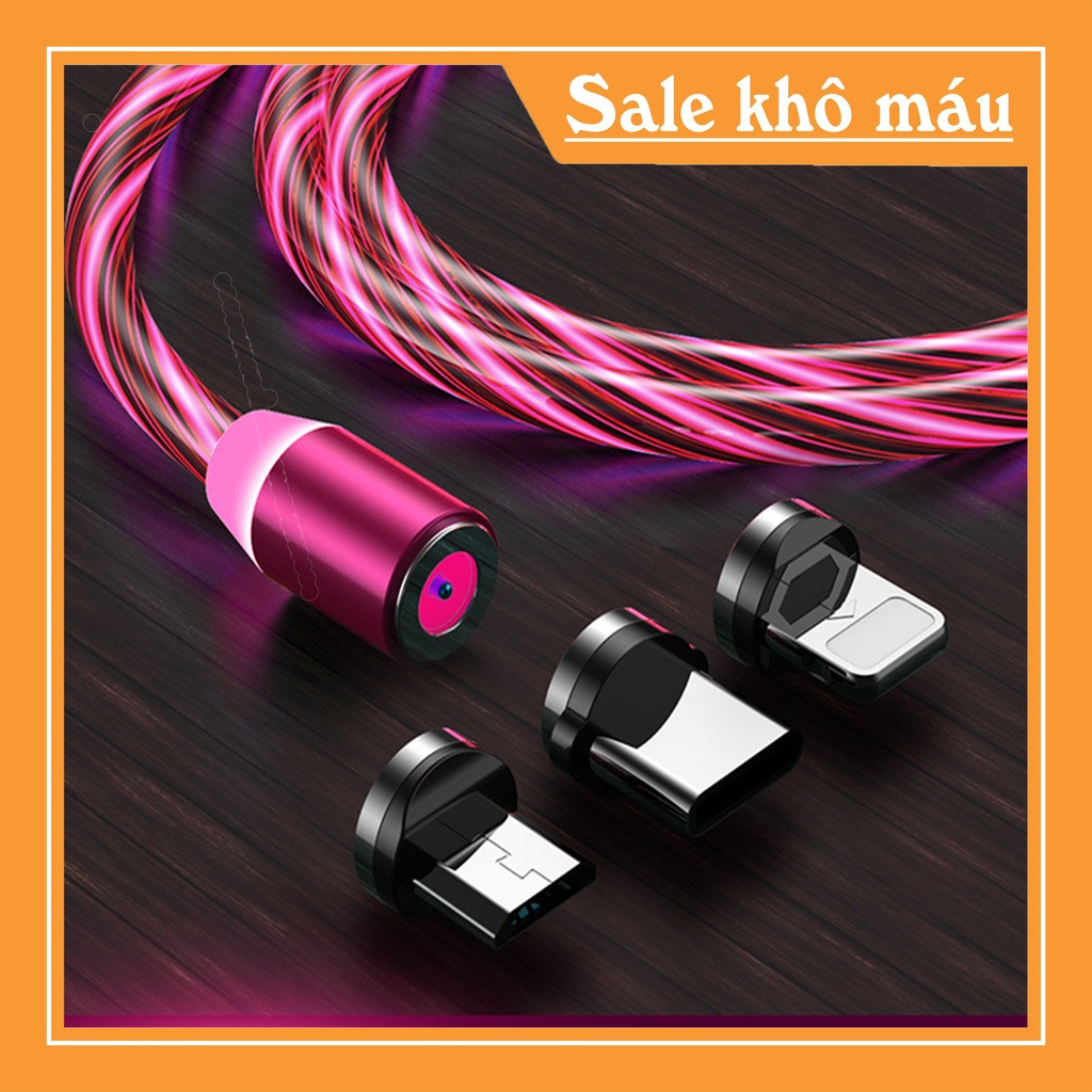 Cáp sạc từ hút nam châm | micro USB | Type C xoay 360 độ dây dù,có LED cao cấp