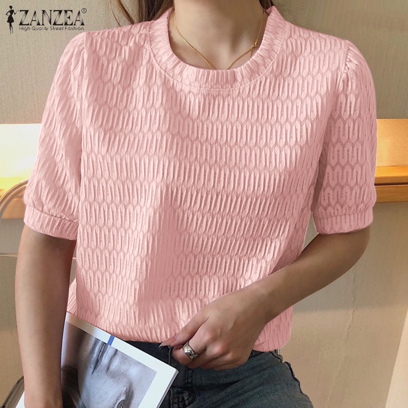 Zanzea Áo Kiểu Tay Phồng Ngắn Cổ Tròn Thời Trang Cho Nữ