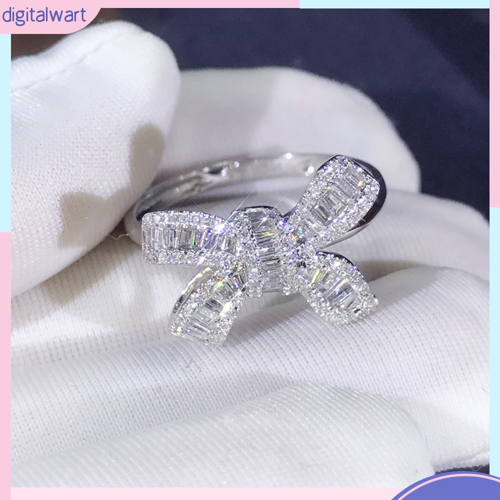 Nhẫn đính đá hình nơ xinh xắn dành cho nữ