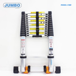 Thang nhôm rút dòng cao cấp JUMBO C380 - Cao 3.8m, rút gọn 0.86m, tải trọng 300kg
