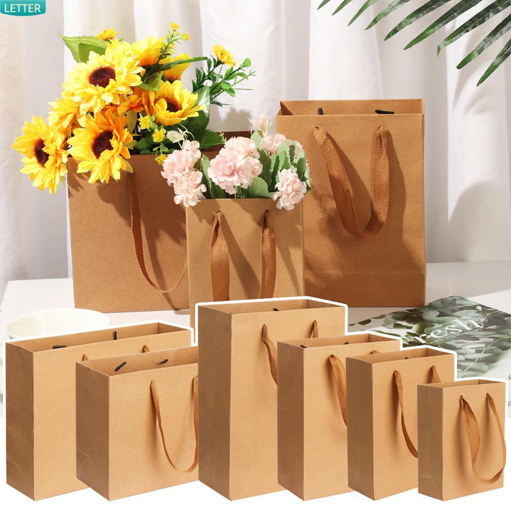 Bộ 10 Túi Giấy Kraft Đựng Bánh Kẹo Nhiều Kích Cỡ Có Tay Cầm