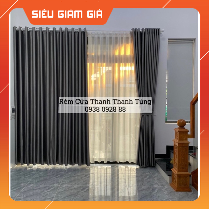 Rèm cửa, màn cửa màu XÁM chống nắng cao cấp, cản sáng, may theo yêu cầu