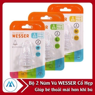 {CHÍNH HÃNG} - Núm ty Wesser cổ hẹp đủ size vỉ 2 núm