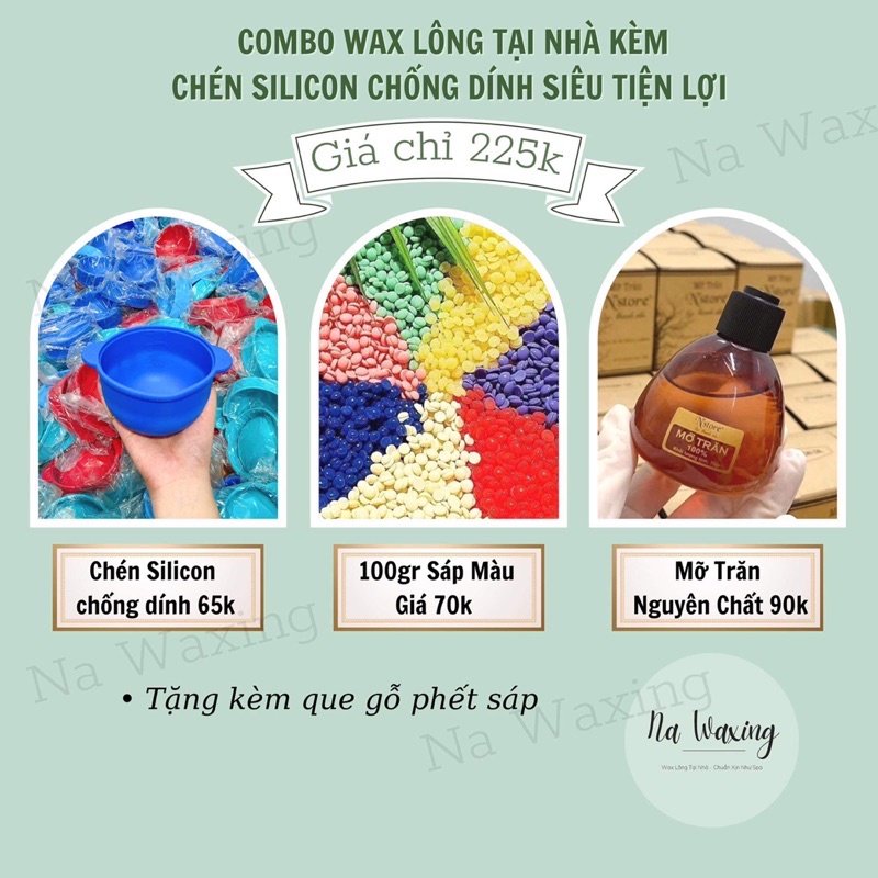 Combo Waxing Kèm Chén SILICON Sáp Wax và Mỡ Trăn