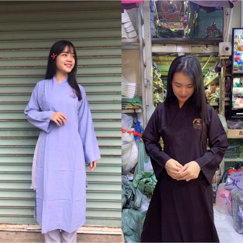 Đồ lam đi chùa - áo tràng nam và nữ chất vải kate và silk loại 1