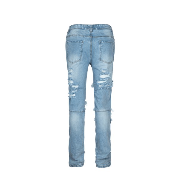 Quần jeans nam local brand ClownZ Bandana Denim màu xanh rách gối, form chuẩn, chất cotton