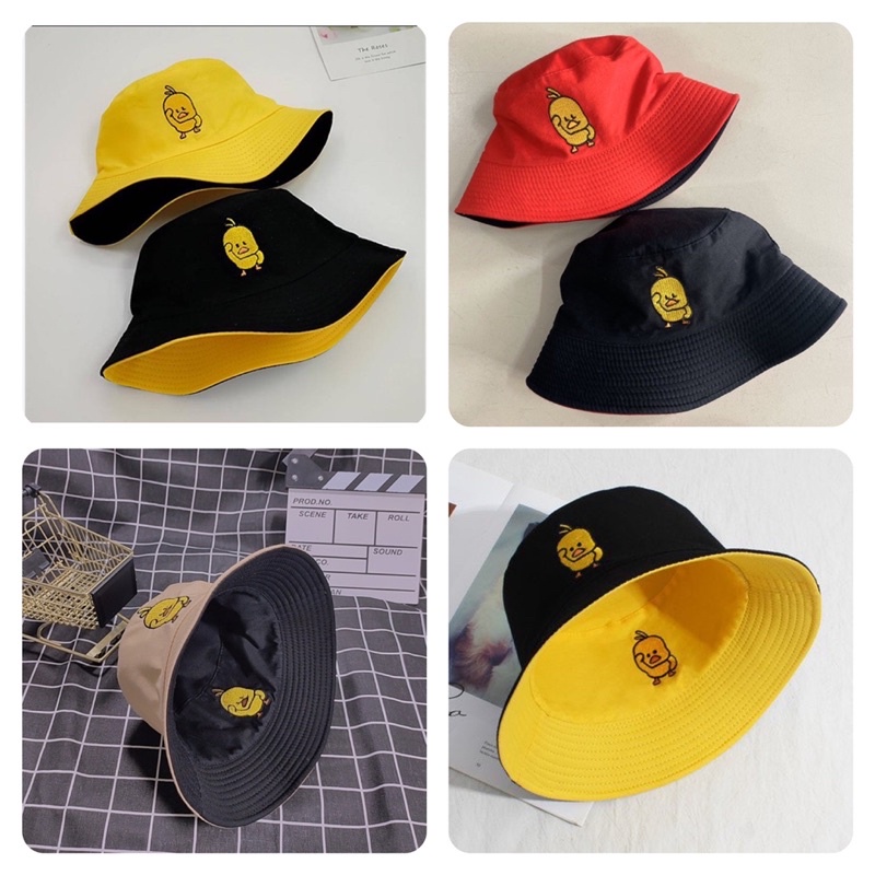 Nón bucket nam nữ, nón vành 2 mặt thêu hình gà cực cute