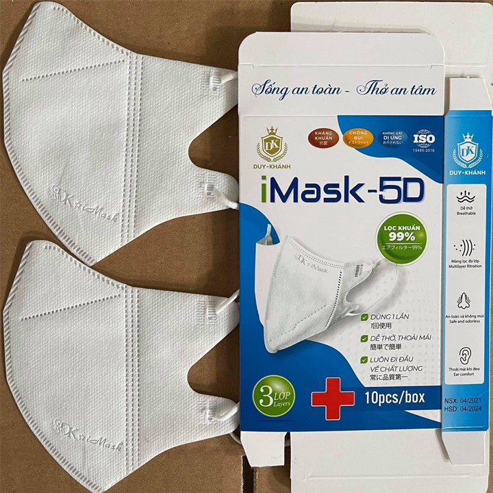 Combo 5 hộp khẩu trang 5D Mask Duy Khánh loại mới hộp đóng 10 cái giúp chống vi khuẩn hiệu quả