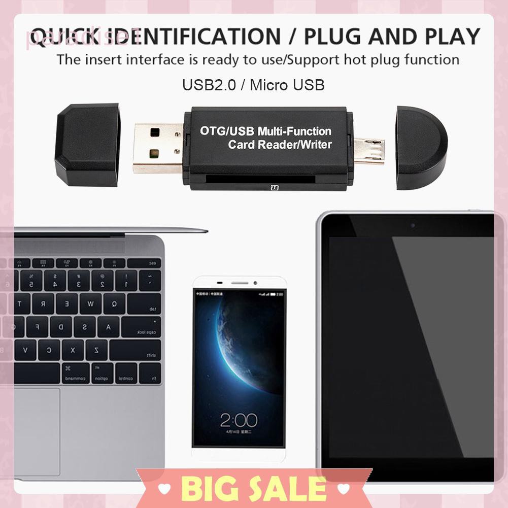 Đầu Đọc Thẻ Nhớ 2 Trong 1 OTG USB 2.0 Micro USB SD TF | BigBuy360 - bigbuy360.vn