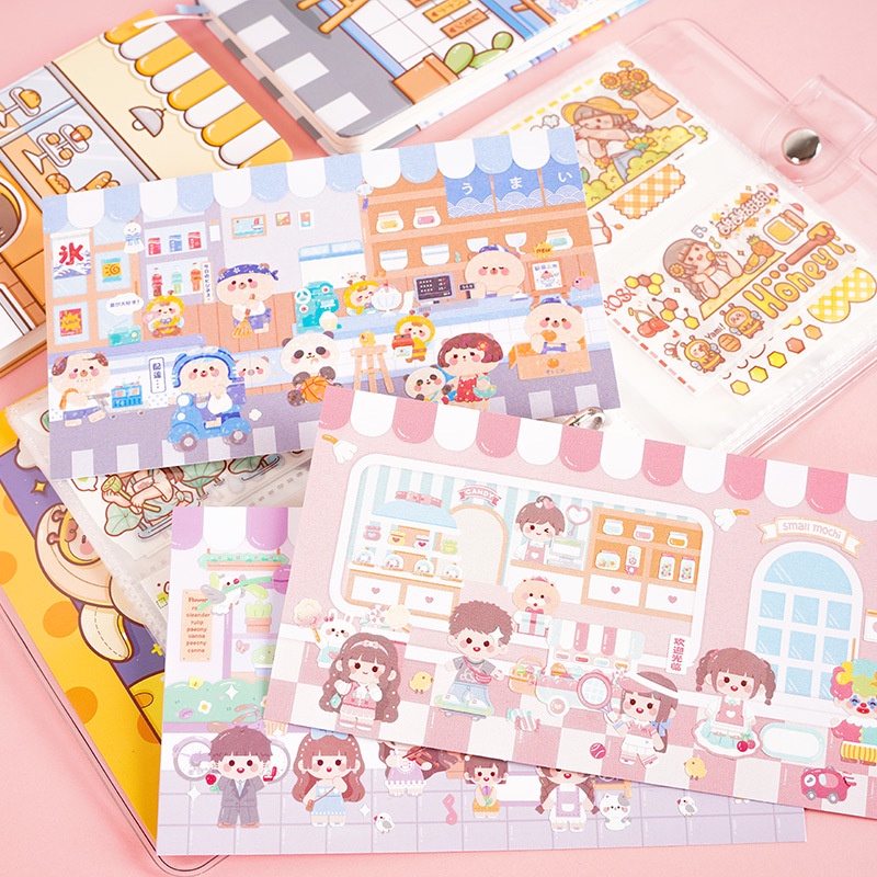 Peach 2Pcs Cute soft cute cartoon character stickers Journal Scrapbook Decor Sticker