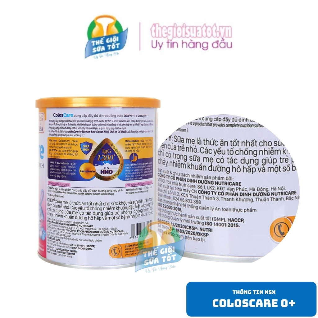 Sữa bột ColosCare 0+ (800G) - Sữa Dinh Dưỡng Tăng Cường Miễn Dịch Cho Trẻ