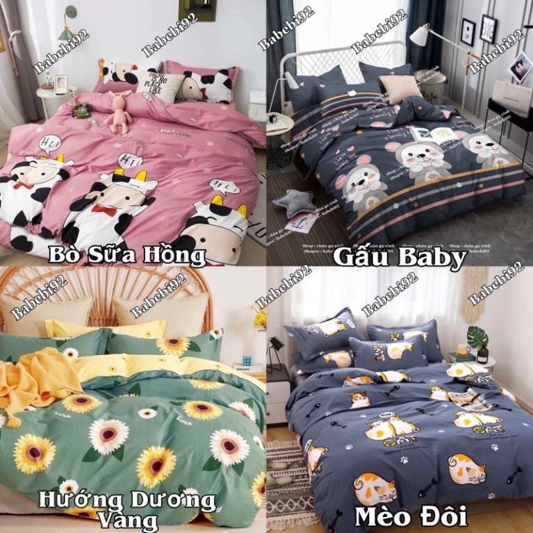 TRỌN BỘ 5 MÓN VỎ CHĂN GA GỐI POLY NHIỀU MÀU ( được chọn mẫu) #chăn ga, gối, đệm