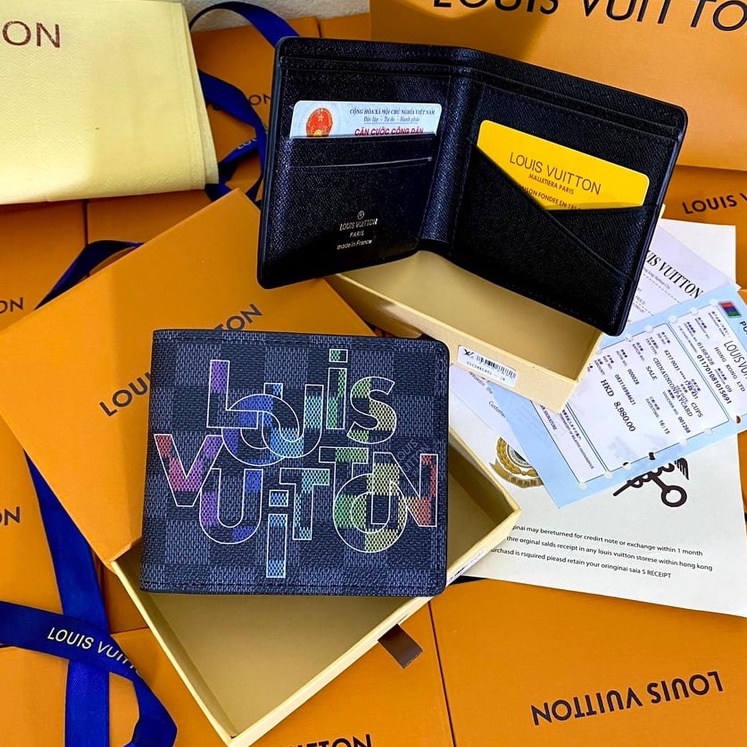 Ví nam LV full box hàng cao cấp , hộp + thẻ + giấy , chất liệu da  không bông da hay phai màu