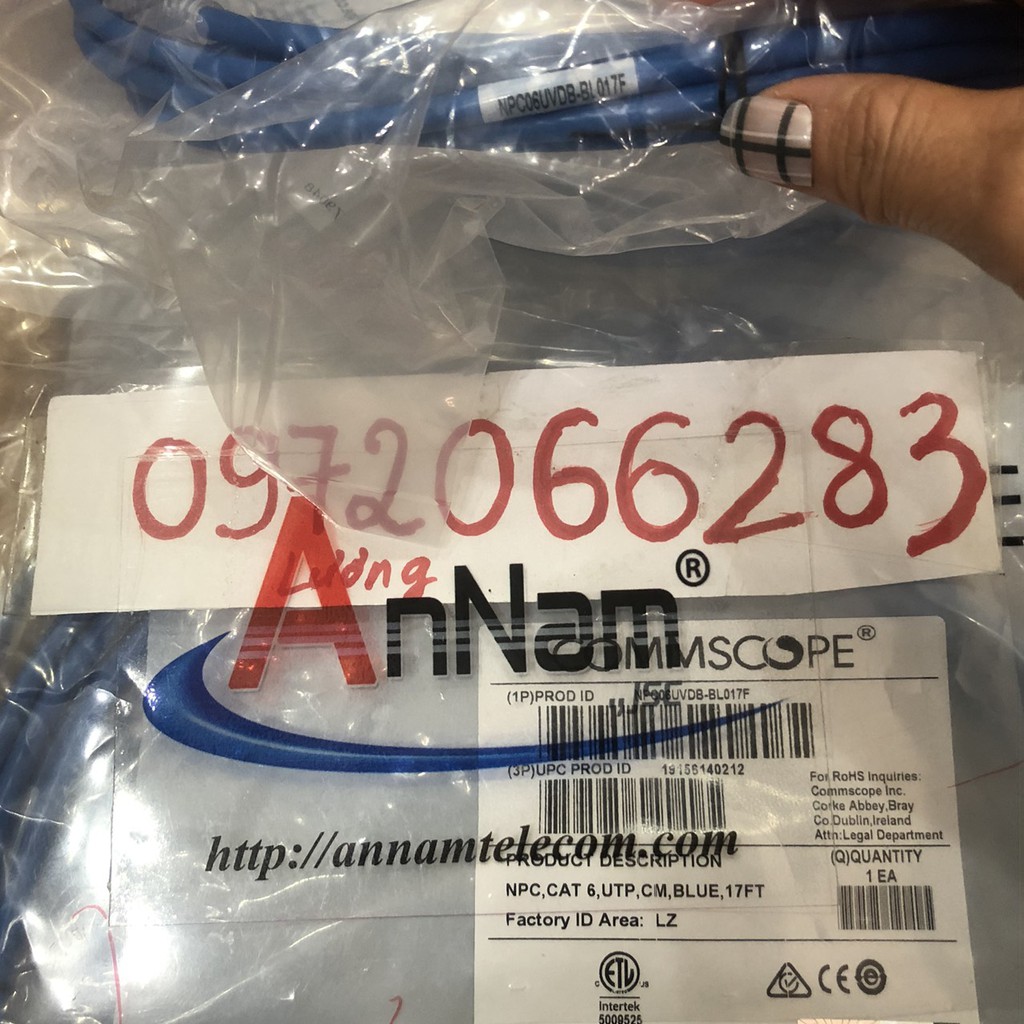Dây nhảy patch cord Cat6 17FT Blue commscope