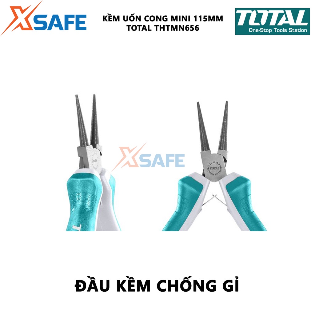 Kềm uốn vòng mini TOTAL THTMN656 Kìm uốn vòng kích thước 4,5&quot;/ 115mm, thép CR-V, tay cầm cách điện, bọc cao su