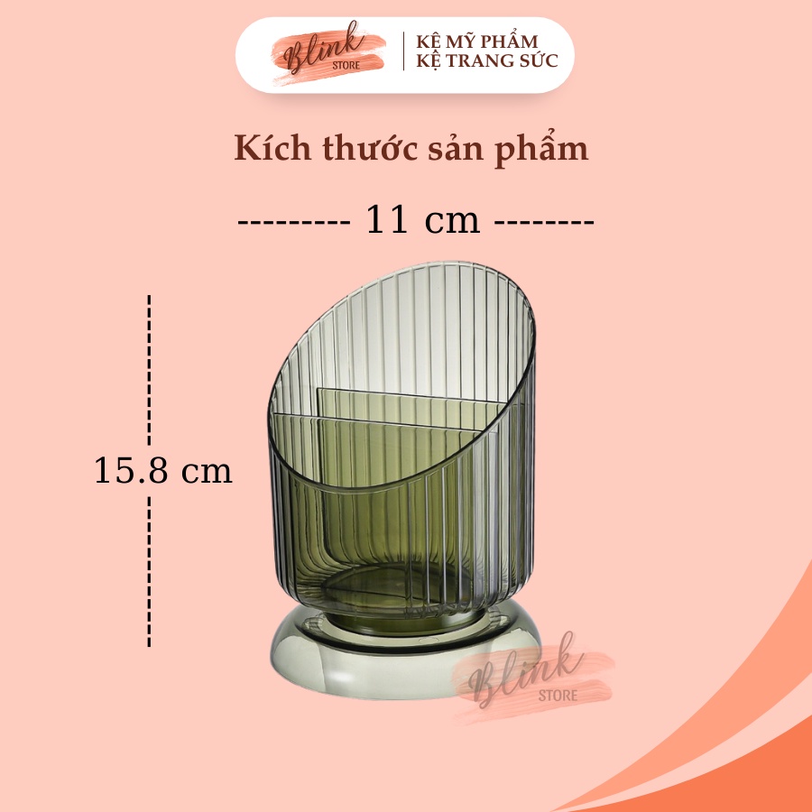 Hộp đựng cọ trang điểm trong suốt, cốc cắm cọ, hộp đựng bút để bàn 3 ngăn tiện dụng,đa năng - Blink Store