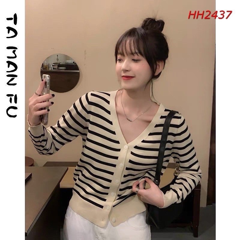 ÁO LEN CARDIGAN KẺ NGANG