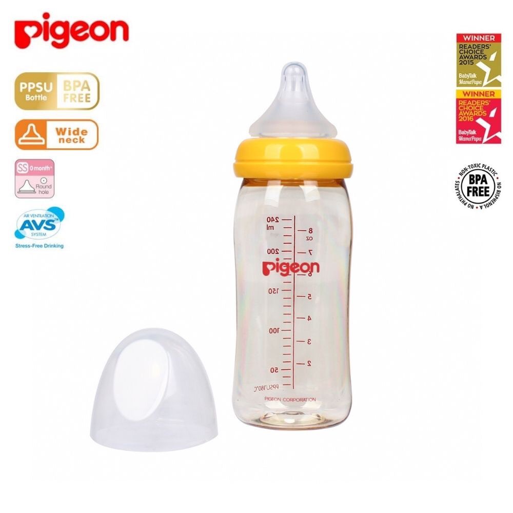 Bình sữa Pigeon, Bình Sữa cổ rộng Softouch Peristaltic Pluss nhựa PPSU 160Ml/240ml
