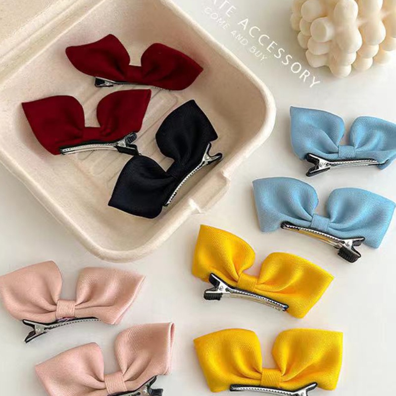 Kẹp Tóc Hình Nơ Màu Trơn Dễ Thương Dành Cho Nữ