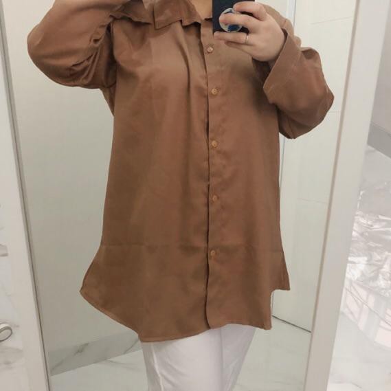 Áo Sơ Mi Nữ Tay Dài Màu Trơn Size Xl Xxl Xxxl