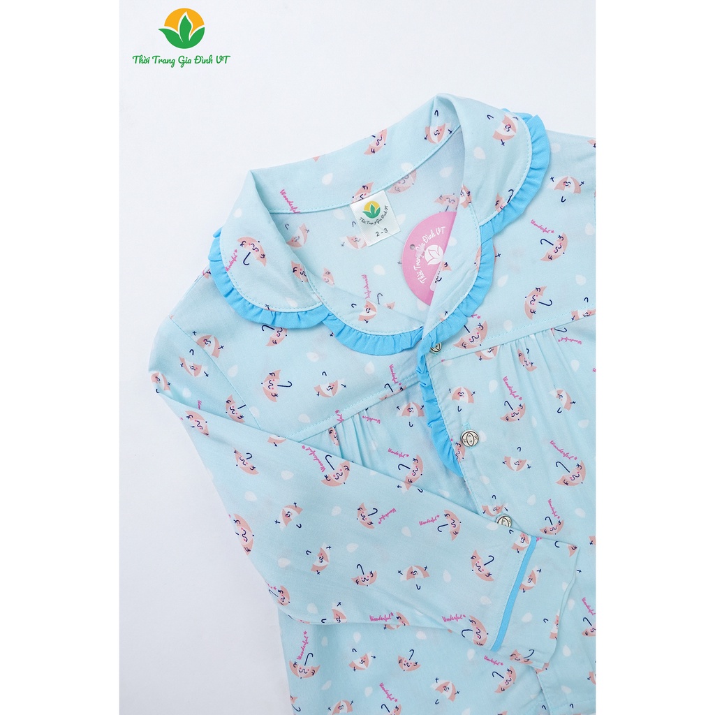 Bộ lanh bé gái Việt Thắng quần dài, áo dài tay Pijama bèo - B70.2210