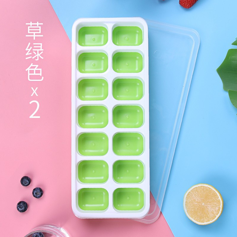 Khay Đá Silicon Có Nắp Đậy 14 Viên, Khay Đựng Đá Tủ Lạnh, Làm Đá Thạch Kem Bảo Quản Chống Mùi Tuyệt Đối
