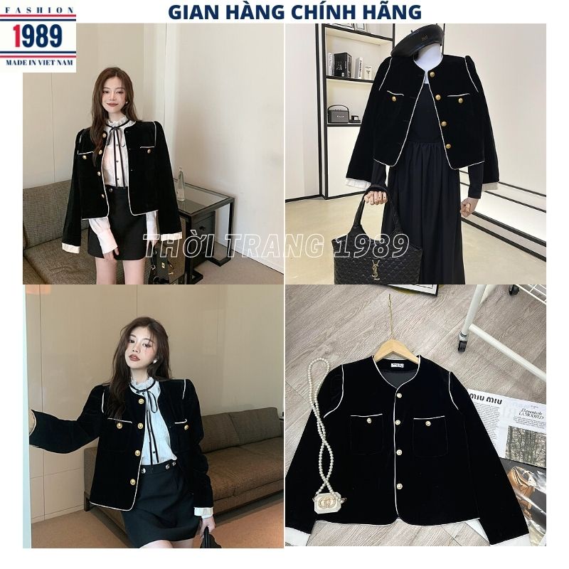 Áo khoác nhung tiểu thư viền túi trắng ,kiểu dáng hàn quốc ulzzang , áo khoác mùa đông cực xinh -PHƯƠNG 1989